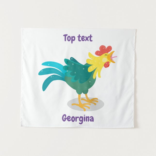 Tenture Caricature amusante du coq à rames (Devant (Horizontal))