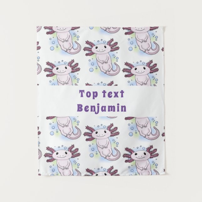 Tenture Caricature axolotl rose adorable (Devant)