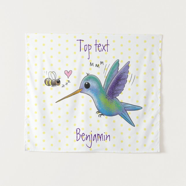Tenture Caricature de colibri d'abeille mignonne (Devant (Horizontal))