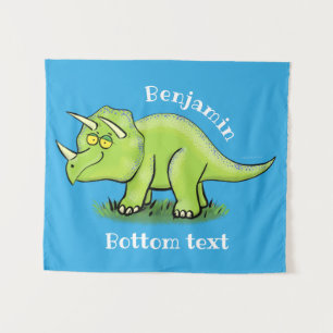 Tenture Caricature de dinosaure de triceratops vert mignon