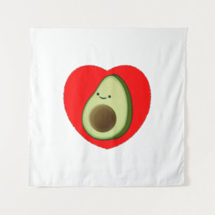 Tenture Caricature De L'Avocado Mignonne Dans Le Coeur Rou