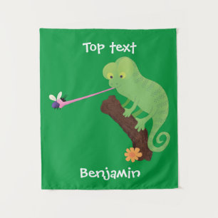 Tenture Caricature de lézard de caméléon vert joyeux