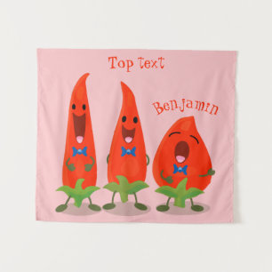 Tenture Caricature de piments chantants mignons