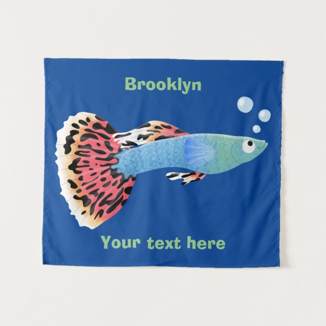 Tenture Caricature de poisson tropical guppy très chic (Devant (Horizontal))