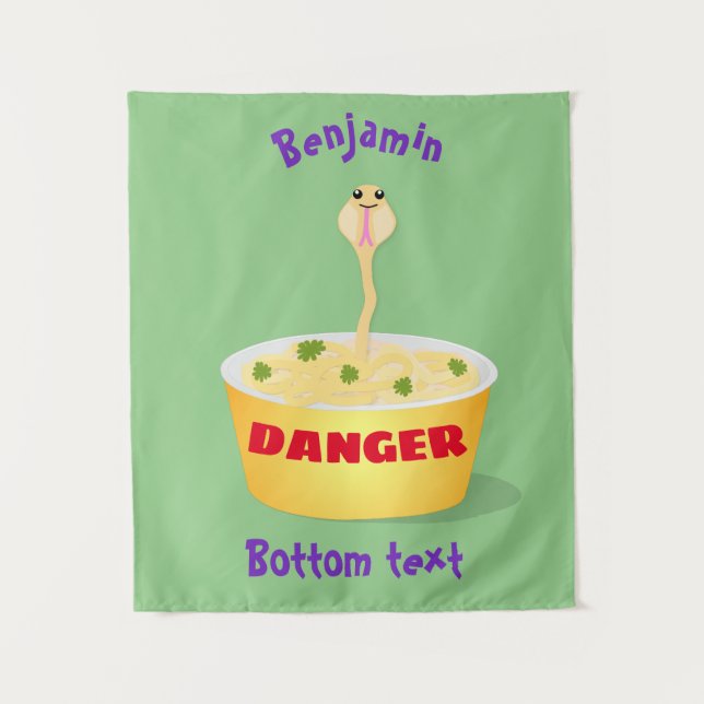 Tenture Caricature de serpent aux nouilles mignonnes illus (Devant)