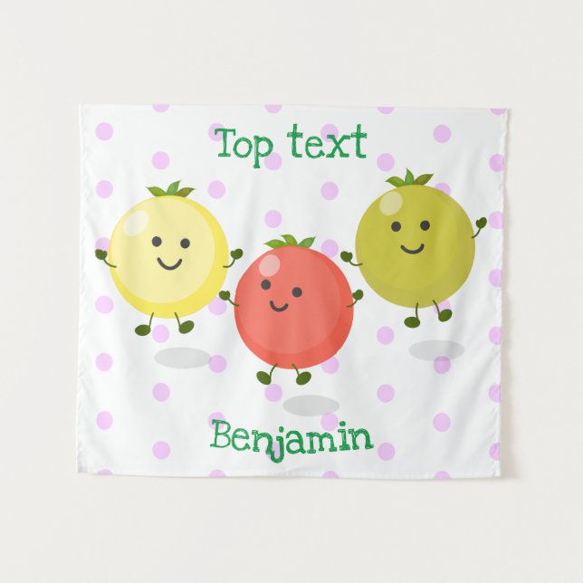 Tenture Caricature de tomates cerises mûres (Devant (Horizontal))