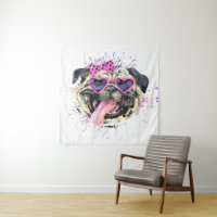 Carlin rose mignon d'aquarelle