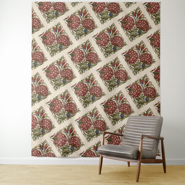 Tenture Carnation Carrelage Fleur Antique Art Rustique (En situation)