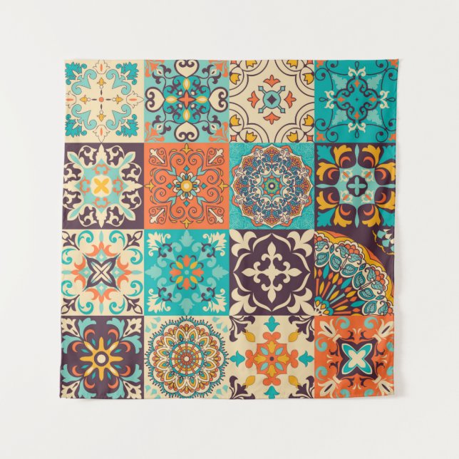 Tenture Carreaux colorés Azulejos. portugais traditionnel  (Devant)