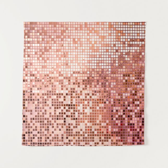 Tenture Carreaux de mosaïque carré rose rosé (Devant)