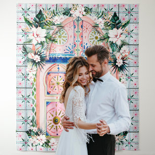 Tenture Carreaux Floraux Photobooth Mariage Tropic Maroc