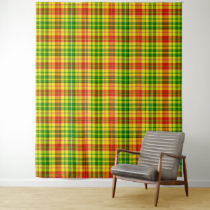 Tenture Carreaux Tartan Jaune Rouge Vert Design 