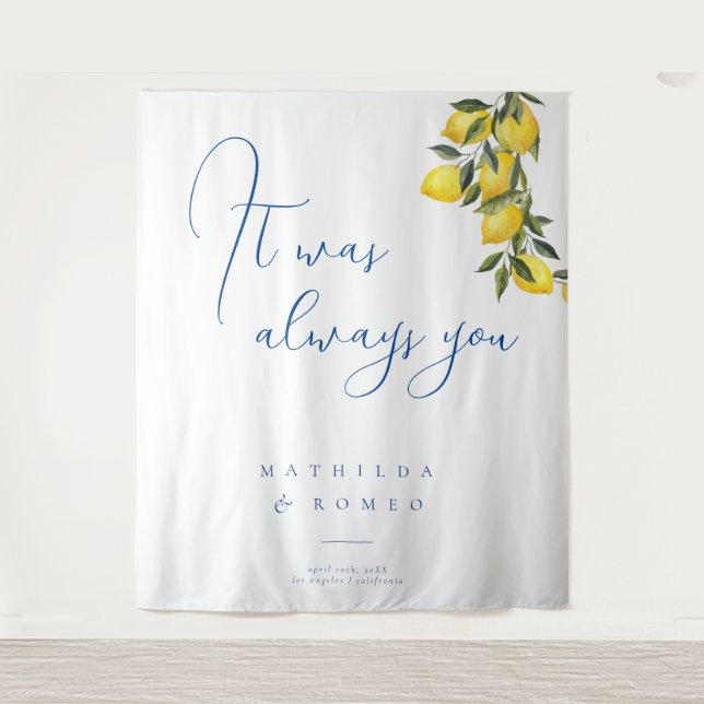 Tenture Carrelage Bleu Méditerranéen & Arrière-plan Mariag (Devant)