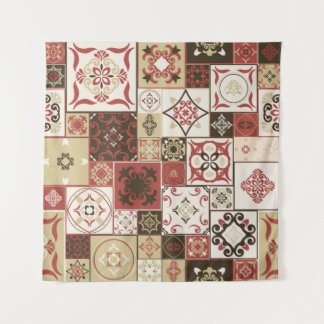 Tenture Carrelage MOTIF de style marsala-marron-beige maro