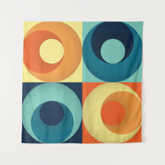 Tenture Carrés et cercles rétro : Motif des années 60