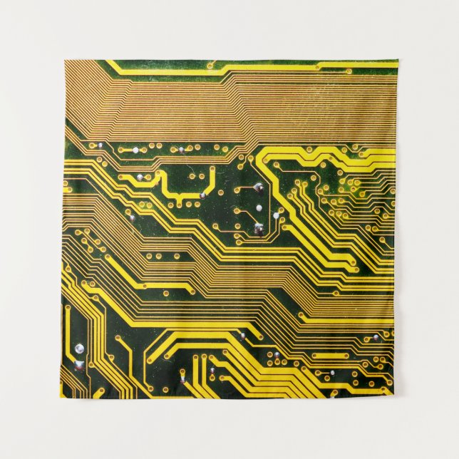 Tenture carte de circuits informatiques, abstraite, a (Devant)