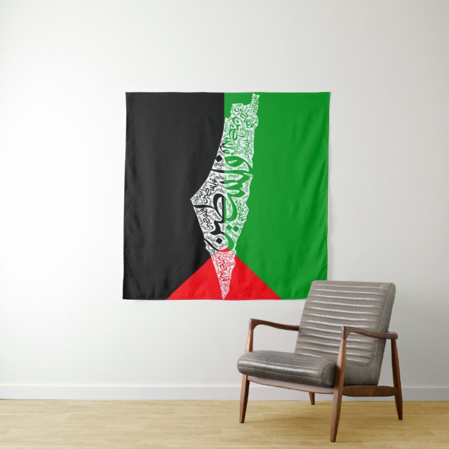 Tenture Carte de la Palestine libre et drapeau du Canada ( (En situation)