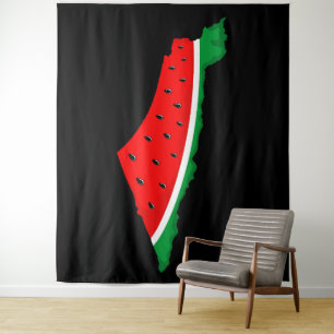 Tenture Carte de Palestine Watermelon Symbole de la libert