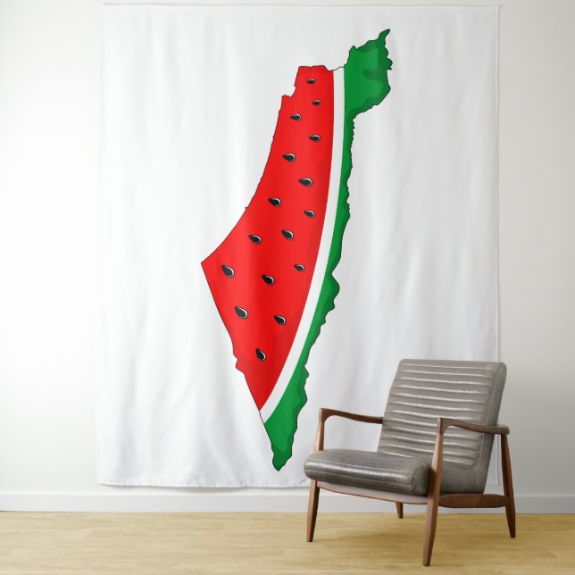 Tenture Carte de Palestine Watermelon Symbole de la libert (En situation)