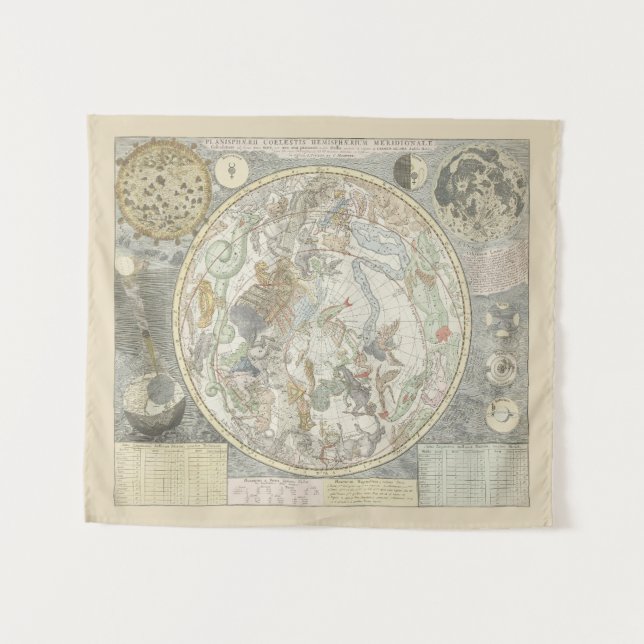 Tenture Carte des étoiles célestes Constellation zodiaque  (Devant (Horizontal))