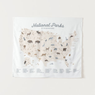 Tenture Carte des parcs nationaux neutres Décor de pépiniè