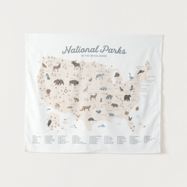 Tenture Carte des parcs nationaux neutres Décor de pépiniè (Devant (Horizontal))