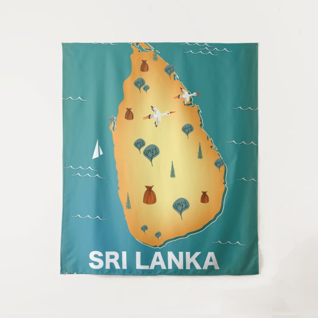 Tenture Carte du Sri Lanka affiche voyage (Devant)