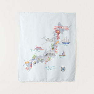 Tenture Carte illustrée du Japon