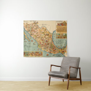 Tenture Carte imagée du Mexique