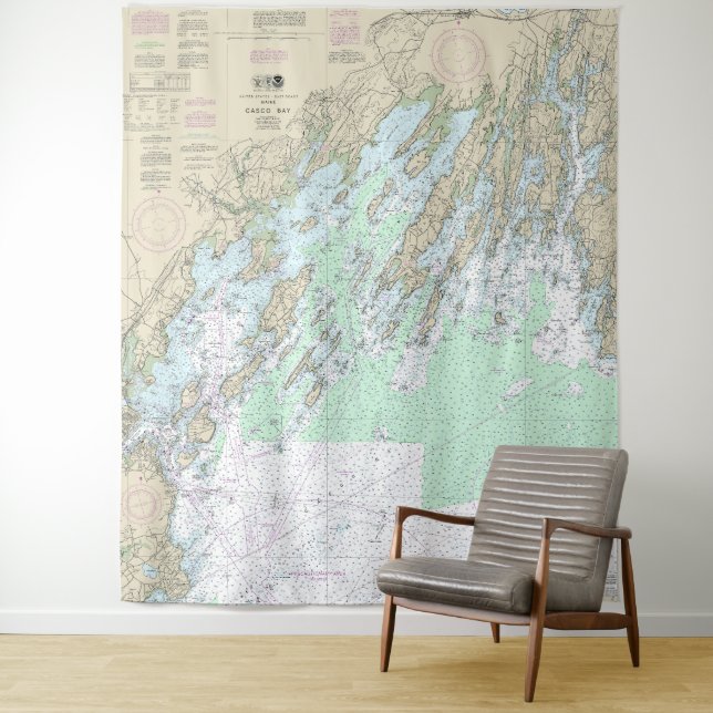 Tenture Carte marine Casco Bay 13290 (En situation)