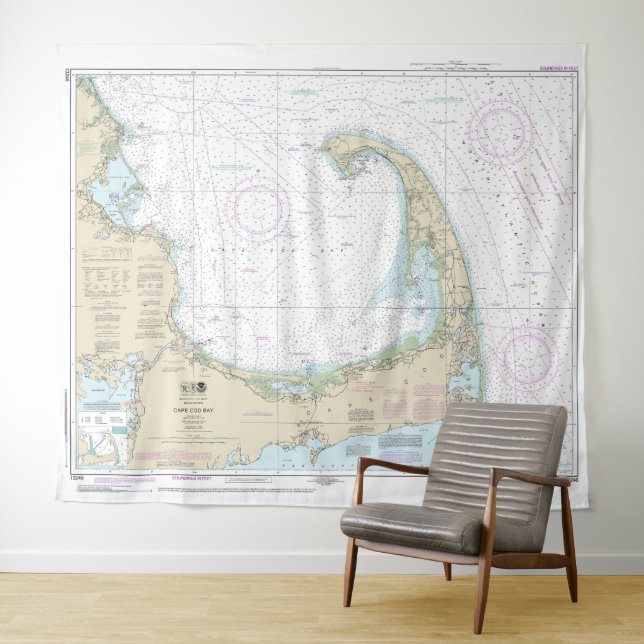 Tenture Carte marine de Cape Cod Bay 13246 (En situation (horizontale))