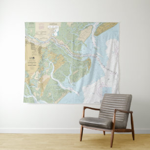 Tenture Carte marine de la rivière Savannah et du détroit 