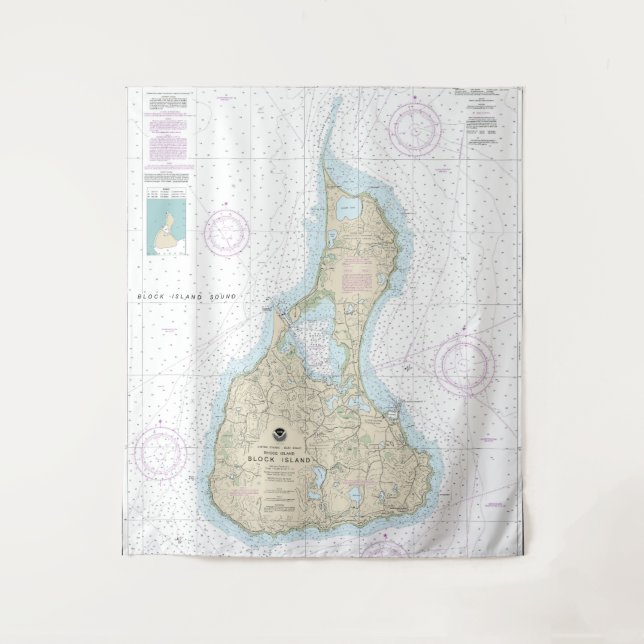 Tenture Carte marine de l'île Block 13217 (Devant)