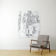 Carte minimaliste de la ville de Séville