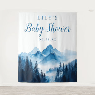 Tenture Cascade bleue Monts Baby shower fond
