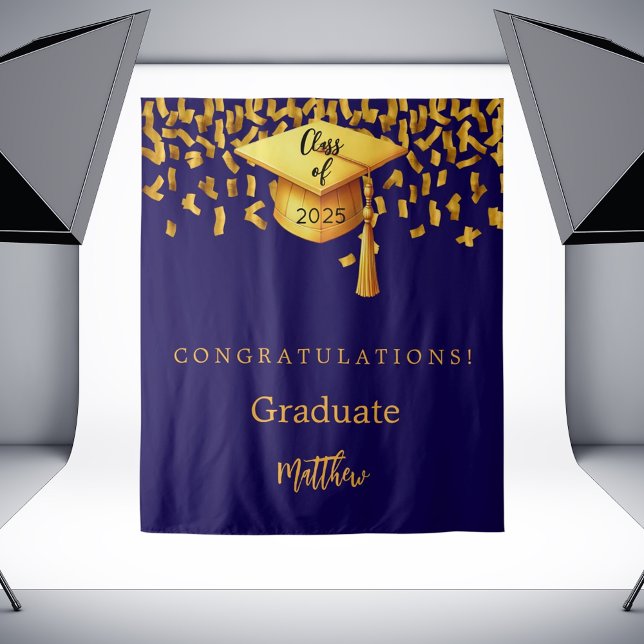 Tenture Casquette d'or bleu fête de graduation de tassel 2 (Créateur téléchargé)