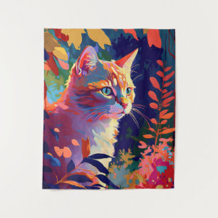 Tenture Cat Animal Portrait Peinture Faune Extérieur Art