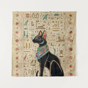 Tenture Cat égyptien - Bastet sur le papyrus