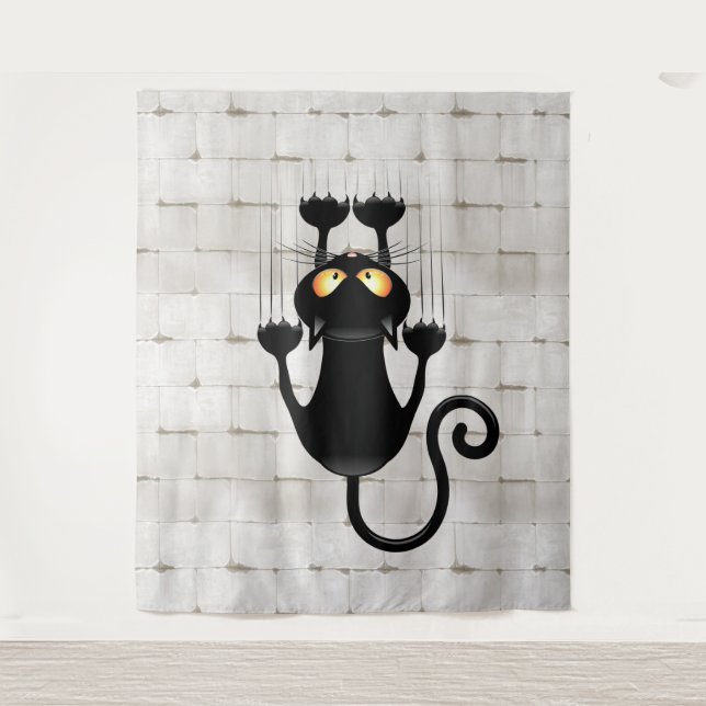 Tenture Cat Falling down fun dessin personnage (Devant)