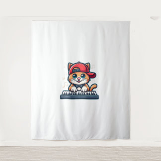 Tenture Cat Jouer Piano Design pour la musique et les Amou