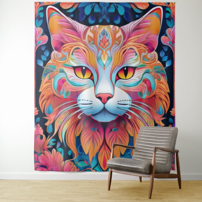 Tenture Cat vectoriel (En situation)