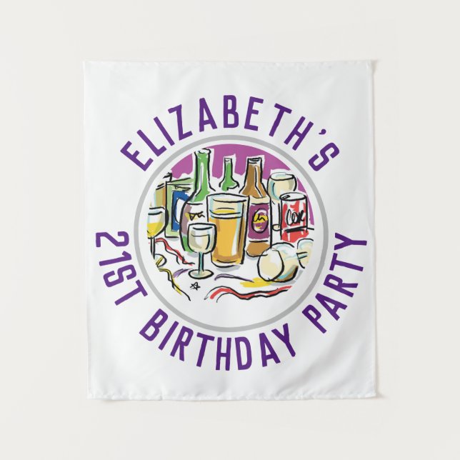 Tenture Célébration d'anniversaire 21 ans (Devant)