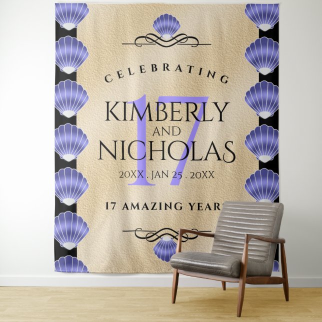 Tenture Célébration élégante du 17e anniversaire de mariag (En situation)