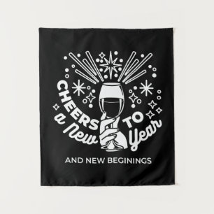 Tenture Célébrer les nouveaux débuts Vin Verre Illustratio