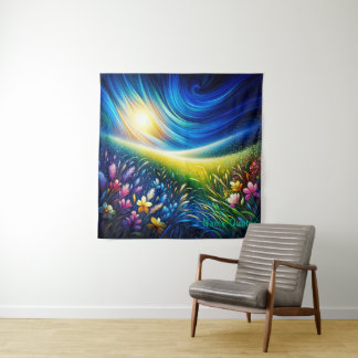 Tenture Celestial Meadow – Dreamlike Wildflower Landscape