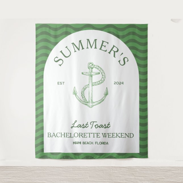 Tenture Célibataire Tropical Vert Rétro Moderne de Bord de (Devant)