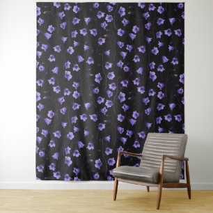 Tenture Cellules bleues de minuit, cloches, Bellflowers