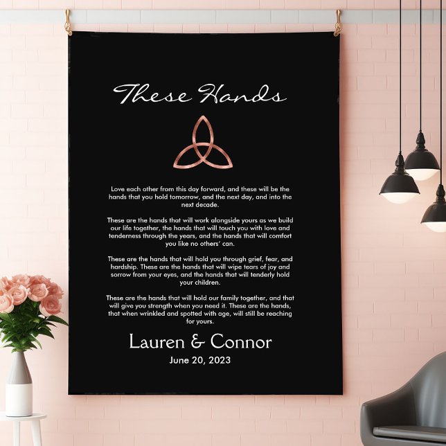 Tenture Celtic Trinity Knot Irlandais Vows Mariage Handfas (Handfasting vows wedding tapestry trinity knot.)