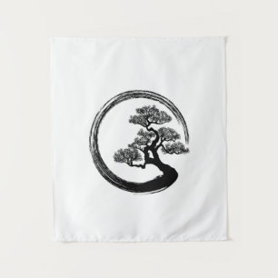 Tenture Cercle de zen d'Enso et arbre de bonsaïs