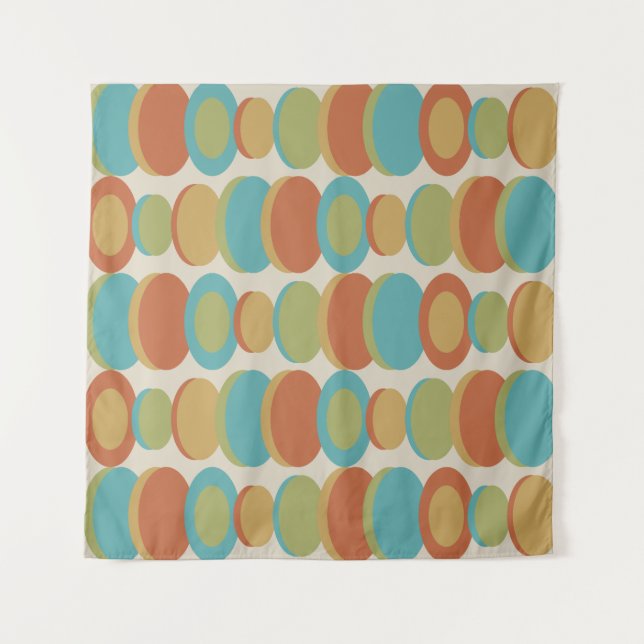 Tenture Cercles d'art Abstraits rétrogrades multicolores (Devant)